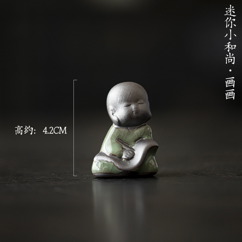 Moji Ge kilno arena púrpura pequeño monje té accesorios de cerámica zen decoración pequeña decoración del hogar