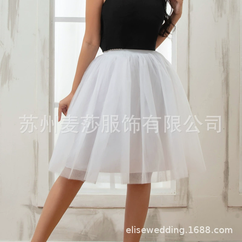 Юбка-сетка 65 см, 4 слоя, женская короткая юбка-пачка, европейский и американский стиль, эластичный пояс, тюлевая юбка, экспорт на Ebay и Amazon