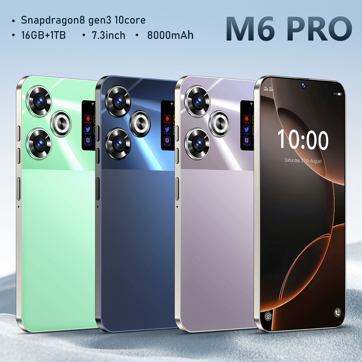 M6Pro Tk Cross-Border Quad-Core Smartphone Android 7.3-Inch 3+16g Low-Price True 4g Full Network Compatibility in Stock