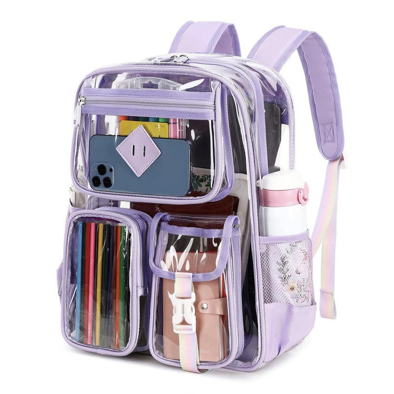 Nuevo spot transfronterizo Amazon venta caliente mochila transparente mochila de pvc mochila deportiva al aire libre mochila visual