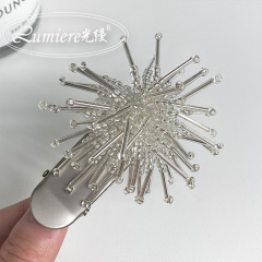 insニッチブロガーと同じメタルスタイルビーズ花火シルバーグレーのヘアピン甘くてクールなファッションハイエンドヘアピンサイドクリップ