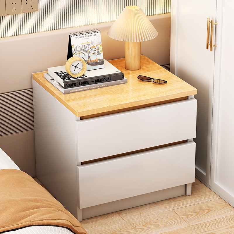 Modern cream-colored bedside storage cabinet for bedrooms, versatile small bedside table, minimalist Italian-style shelving unit