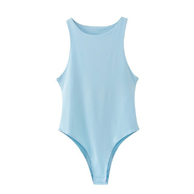 Color sólido de las mujeres sexy fuera del hombro sin mangas del mono desgaste interior que adelgaza las medias de fondo