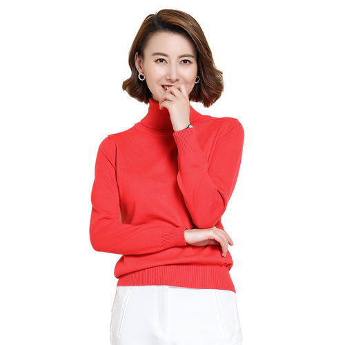 Women's High-Neck Knit Sweater, Factory Wholesale, Knit Top, Short Sleeve, Autumn/Winter, Plus Size, Loose Fit, Wool Blend, Thin Knit Crewneck Sweater