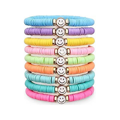 Cross-border White Smiling Face Soft Clay Taylor Bracelet Bohemian Colorful Stacking Set Amazon Jewelry Wholesale