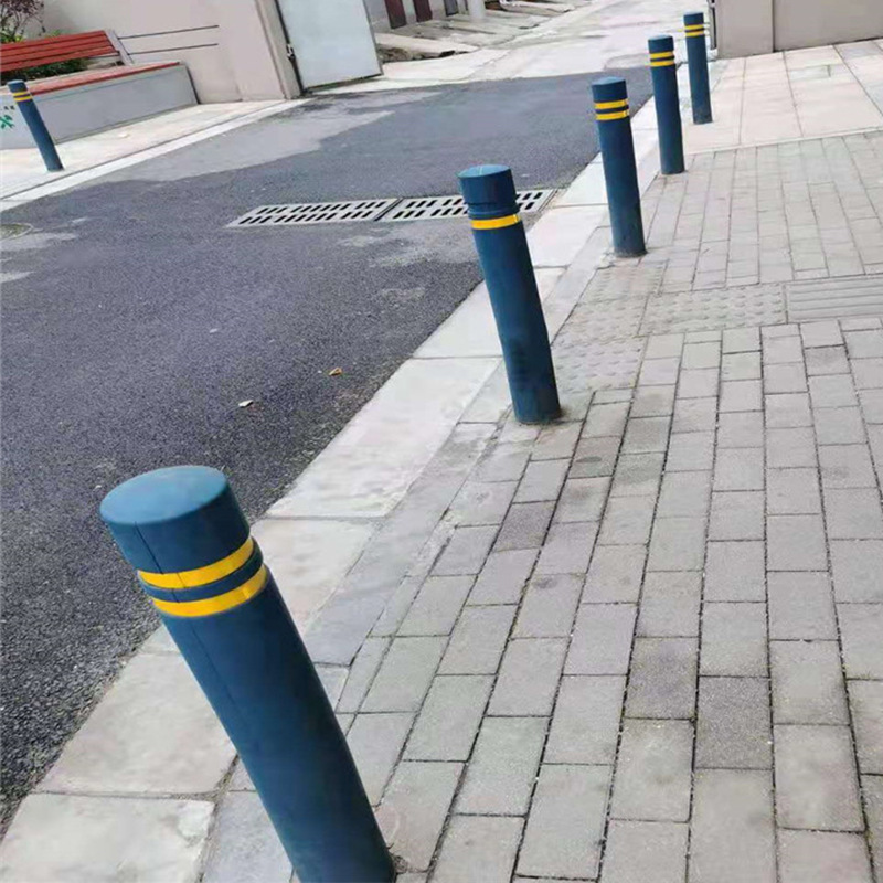 橡胶阻车路桩人行道路口高弹力反光预埋隔离桩道口桩橡胶警示柱