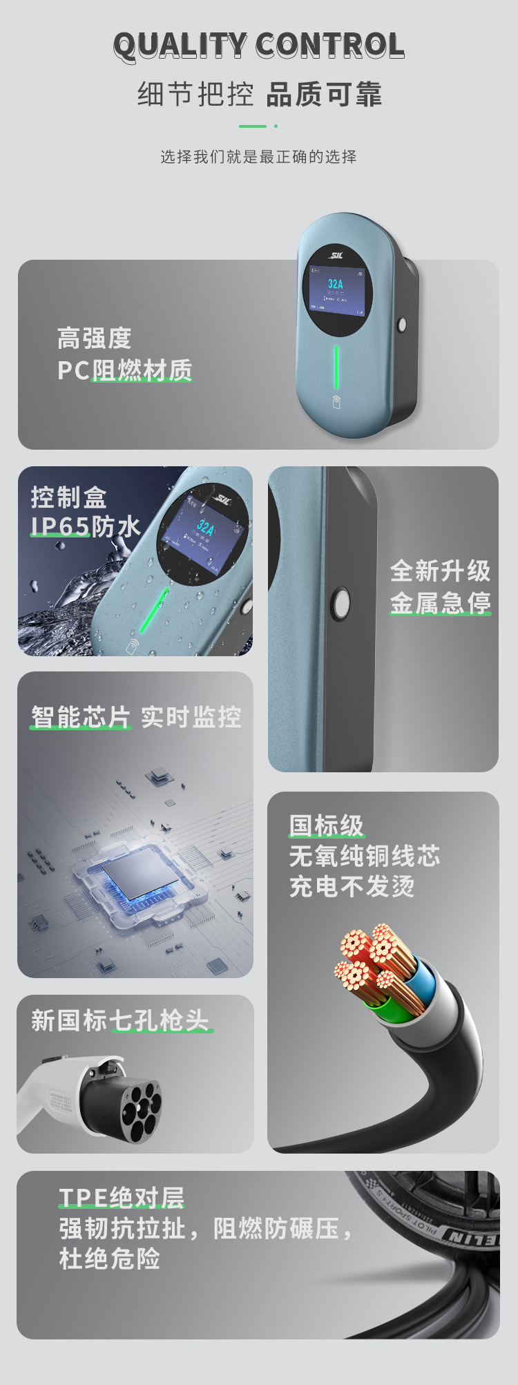 National Standard Export New Energy Electric Vehicle Charging Pile Manufacturer 7Kw Ac Fast Charging Tesla Charging Gun for Home Use