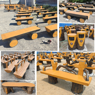 Park Seat Cement Imitation Wood Bench Concrete Bench Imitation Wood Grain Seat Seat Scenic Spot Outdoor Seat Utensils