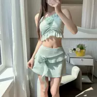 Новый женский раздельный комплект из двух предметов, пляжный спа-купальник с милым цветком для девочек, оптовая продажа