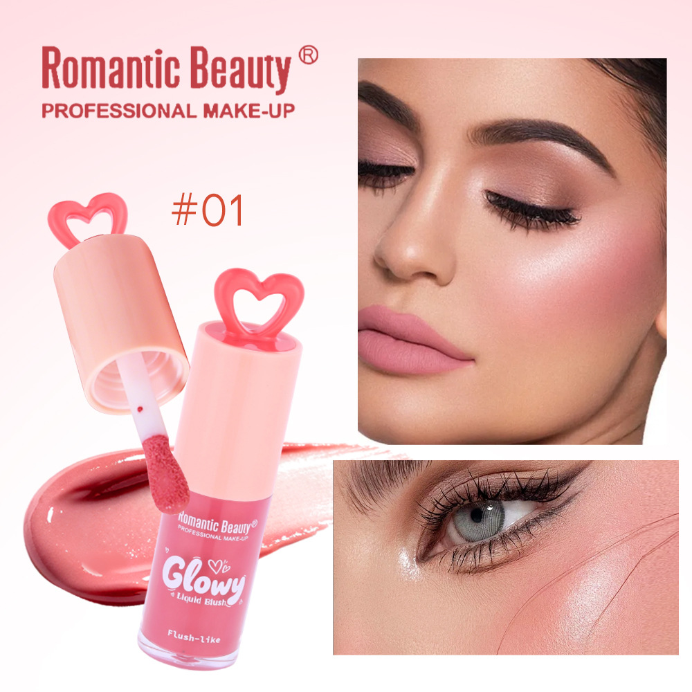 Cross-border Love Liquid Blush Natural Color Durable Carmine Brown No es fácil de quitar el maquillaje, mejora de la apariencia, blush rosa suave