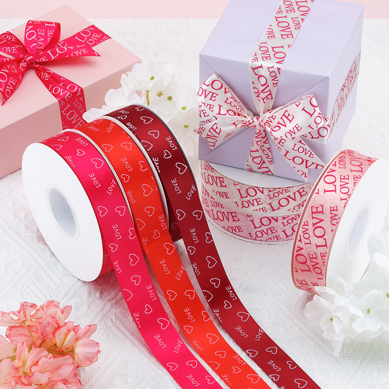 HUAXI AMOR pequeño amor flor embalaje cinta diy regalo de San Valentín decoración cinta de flores ramo cinta de flores