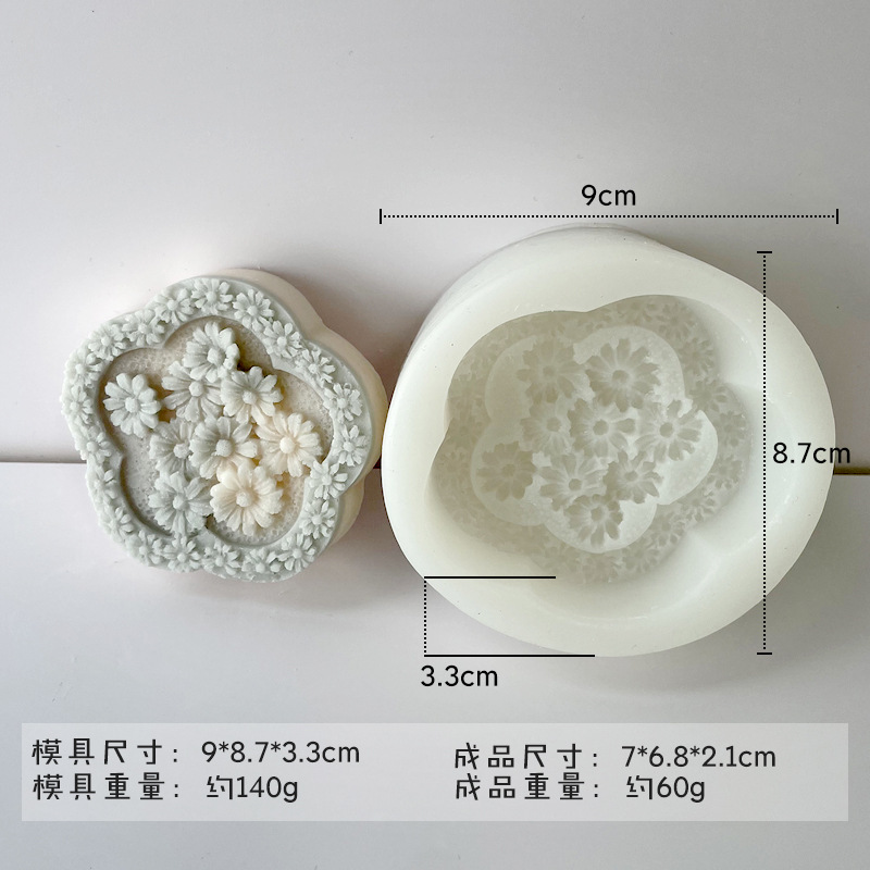 Jiahui Mei DIY flor redonda jabón hecho a mano molde de silicona casera flor vela gota yeso herramienta abrasiva