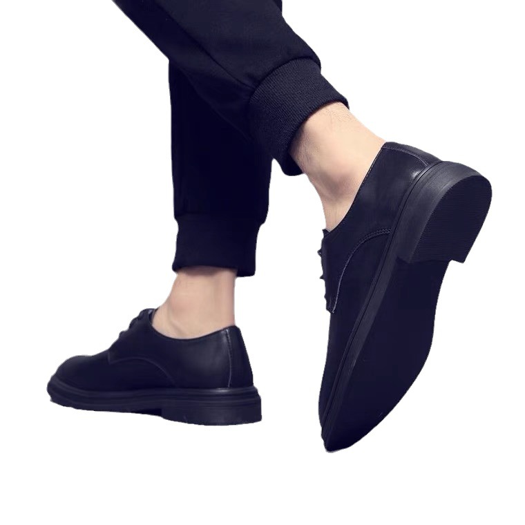 Genuine Leather Business Formal Large Size Men's Summer Breathable Black Height Increasing British Style Groom Wedding_vogvips.com