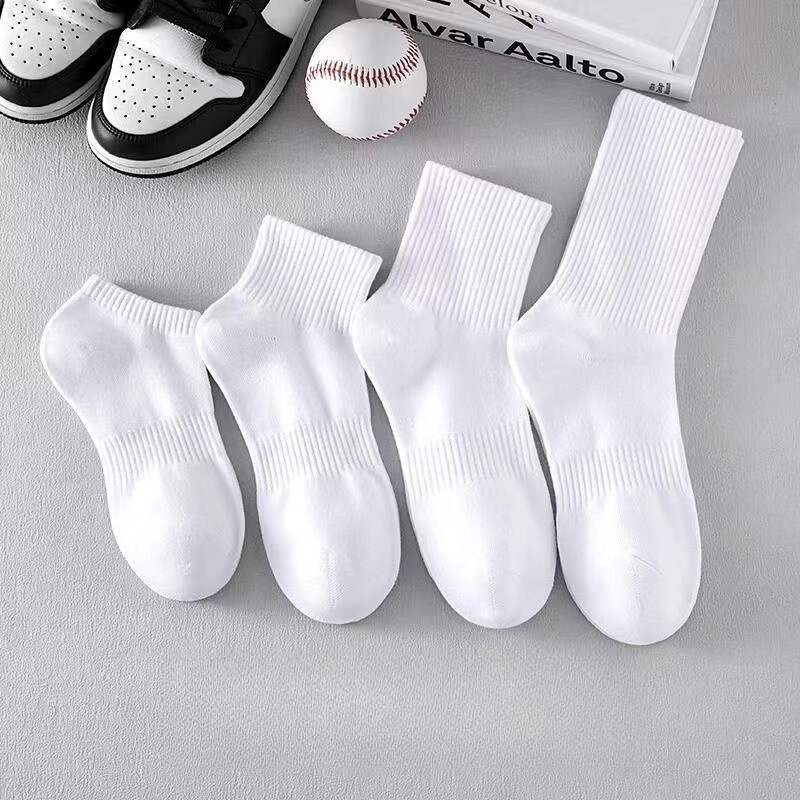 Medium Socks for Men and Women Black and White Spring Summer and Autumn Thick Line Deodorant Sweat Absorbent Breathable High Elastic Sports Socks
