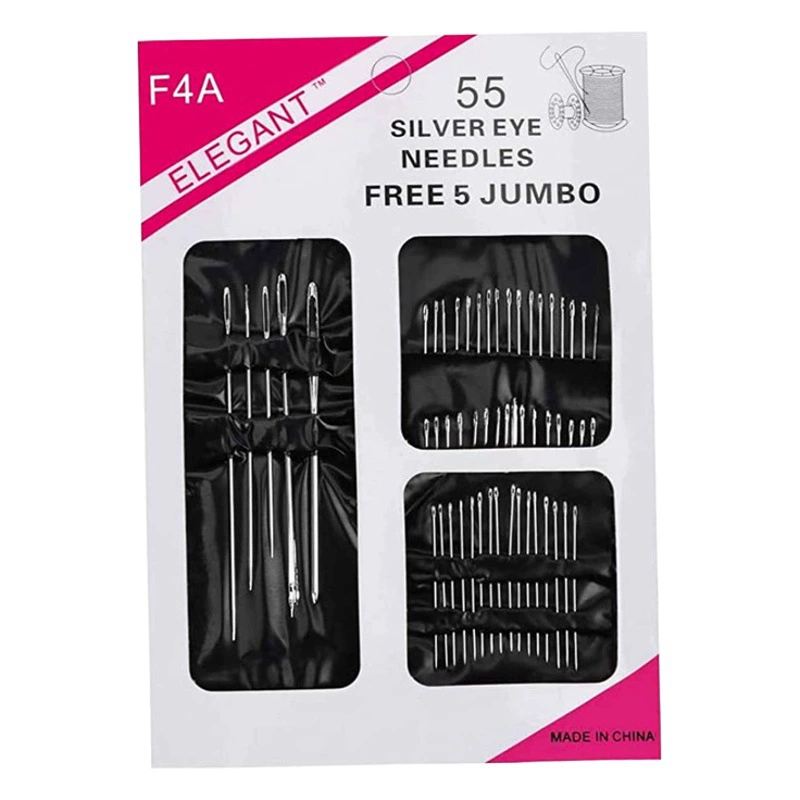 Многофункциональные 55 ручных швейных Игл костюм Упаковка Бумажных Карт большое ушко игла для вышивания FR20016