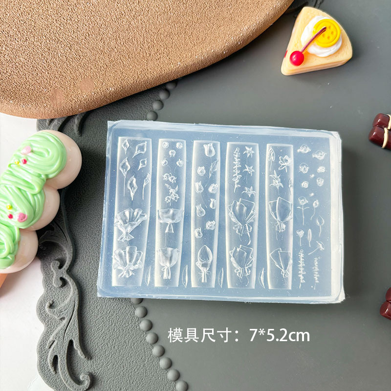 Venta caliente transfronteriza molde de manicura de alta transparencia animal de dibujos animados oso bowknot ramo DIY modelo de manicura en relieve tridimensional