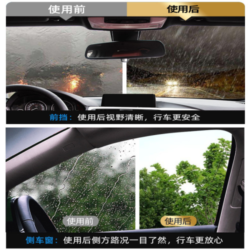 Car glass rainproof agent, anti-fog agent, water-removing coating agent, windshield reversing mirror, rear-view mirror defogger