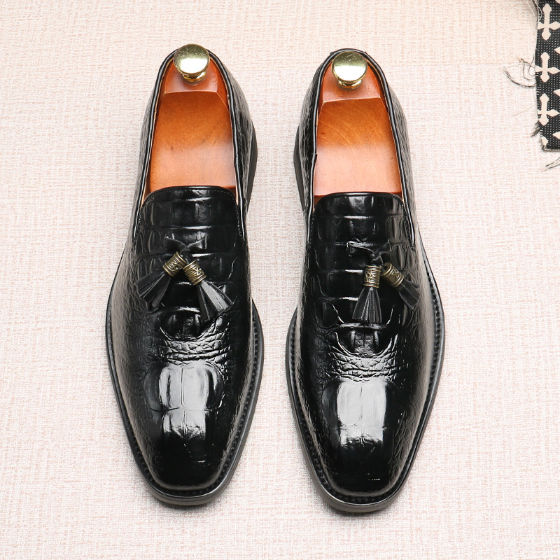 Men's slip-on loafers new business leather shoes with fringe shoes_vogvips.com