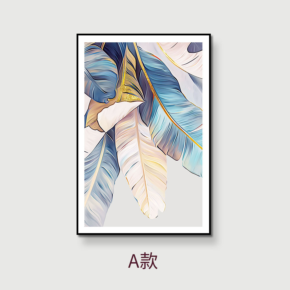 Pintura al óleo de hoja de plátano estilo pasillo pasillo pintura colgante estilo chino-estadounidense pintura decorativa de lujo ligero pintura de hojas hogar original gran negocio