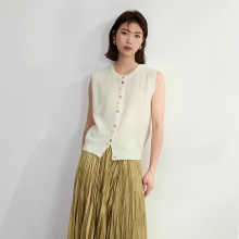 文艺范七彩扣羊毛背心女针织开衫25新款女装叠穿马甲女秋外穿毛衣