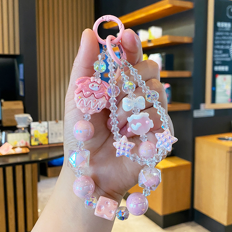 Cuentas Kulomi cadena de teléfono móvil llavero lindo bolso de niña colgante de bolso de corazón muñeca de dibujos animados colgante de llave de coche