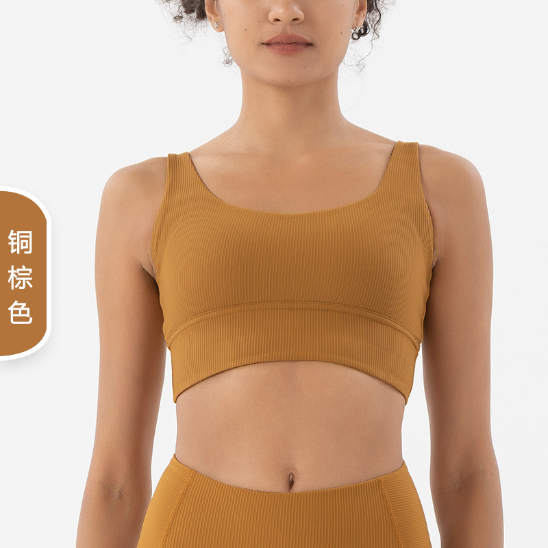 2022 nuevo europeo y americano desnudo costilla yoga ropa interior deportiva chaleco estilo fitness a prueba de golpes correr Sujetador deportivo para mujeres