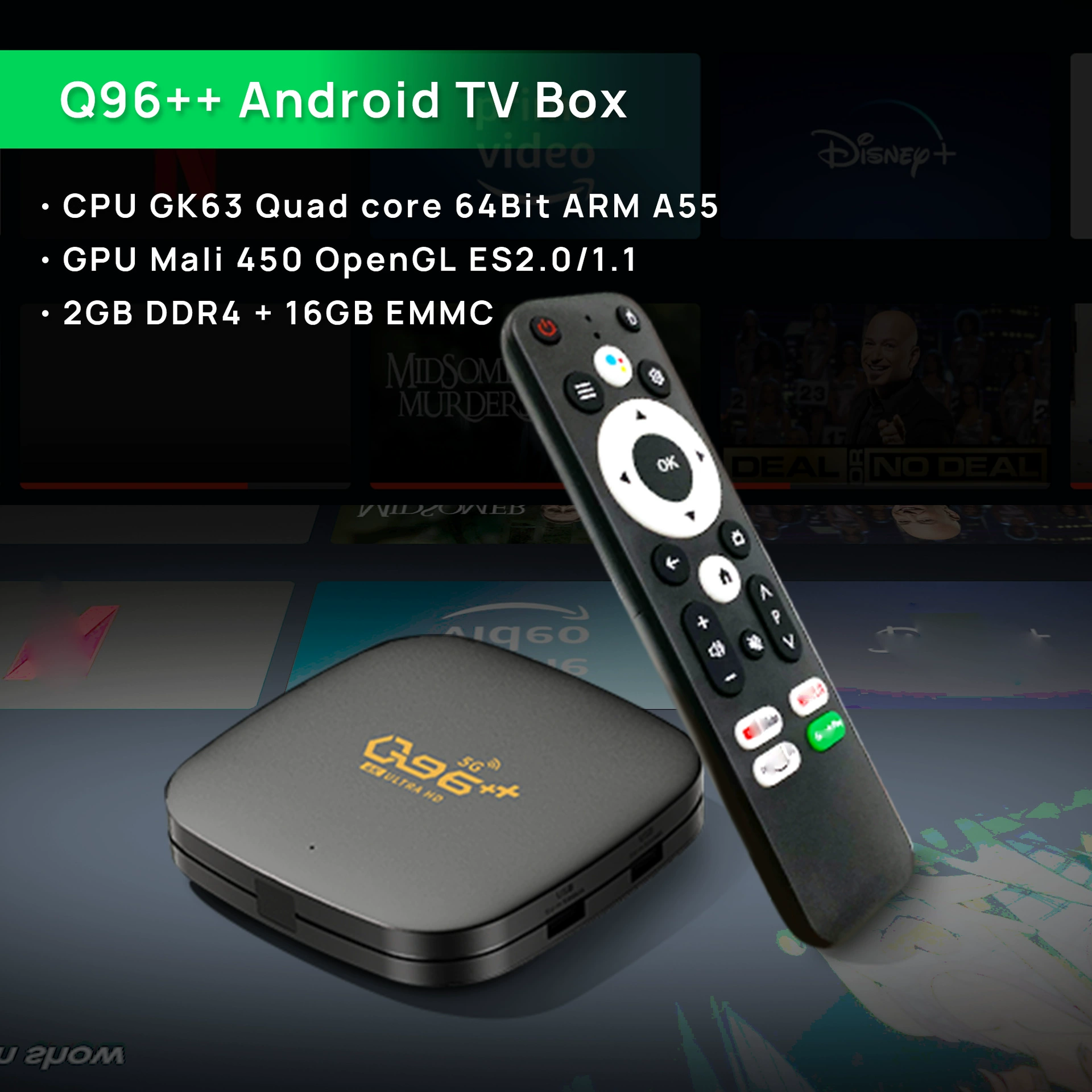 Q96++ Android сетевой ТВ‑приставка, ТВ‑бокс, Wi‑Fi медиаплеер