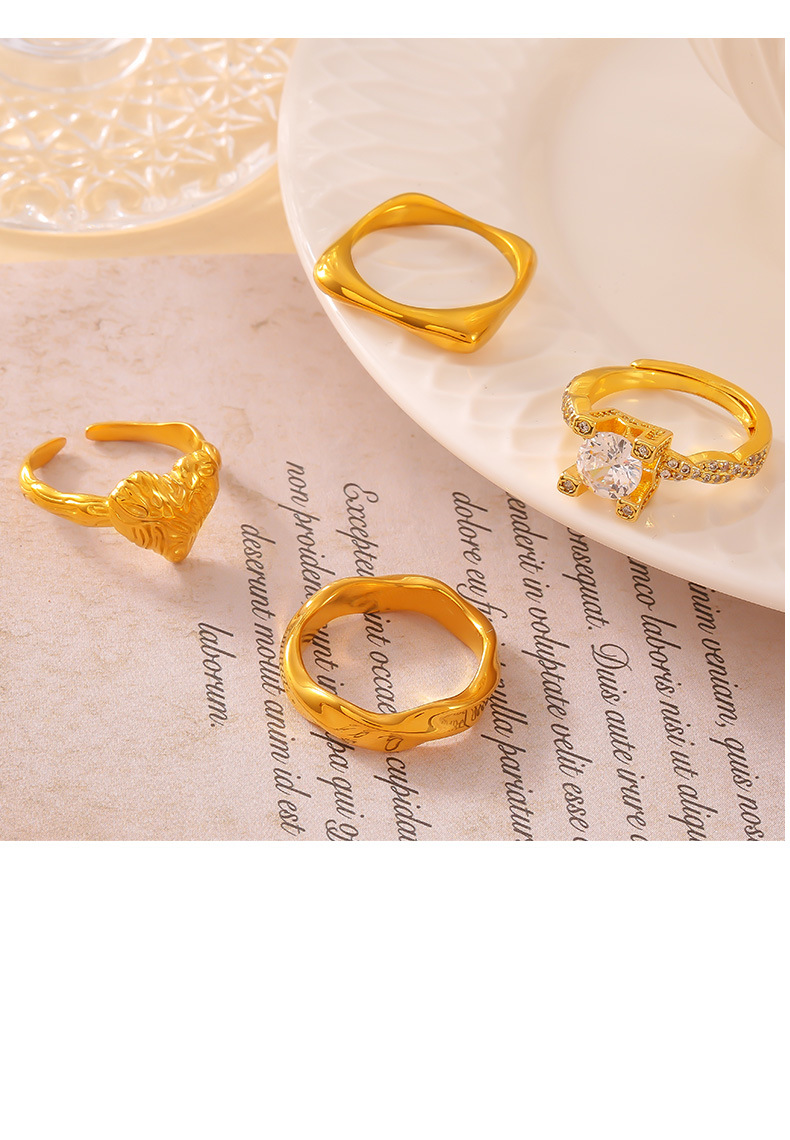 Gold Plated Geometric Stainless Steel Ring