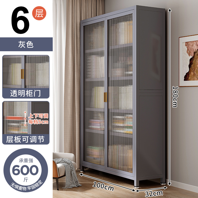 Estantería de biblioteca de acero para el hogar a prueba de polvo con puerta estantería de pared completa gabinete de almacenamiento de piso estante de almacenamiento