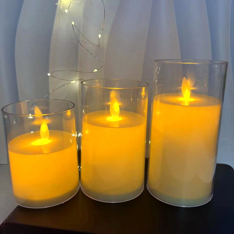 仿真摇摆LED电子蜡烛亚克力玻璃杯蜡圣诞节生日婚庆