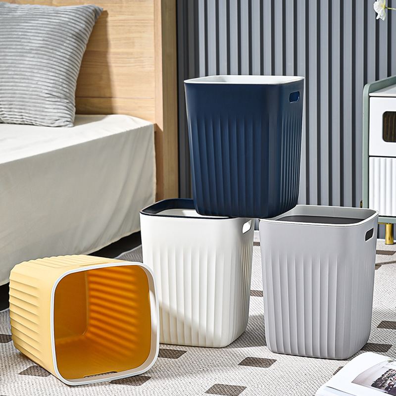 Plastic Trash Can Household Square Large Capacity Living Room Kitchen Bathroom Bedroom Pressure Ring One Piece Wholesale Manufacturer