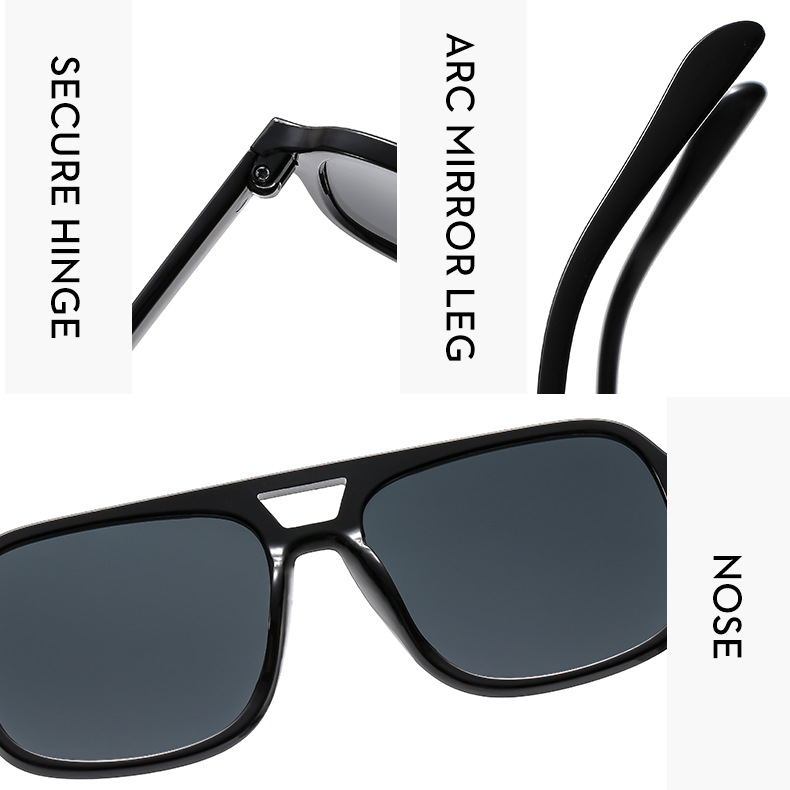 25g Weight Full Frame Glasses Structure Sunglasses Classification PC, UV400 Protection Lens Material Square Glasses Style Travel, Party Occasion Solid Color Pattern All Seasons Season Unisex Gender Streetwear Style Grey, Black Color Streetwear Solid Color PC UV400 Protection Square Full Frame Women's Sunglasses 10