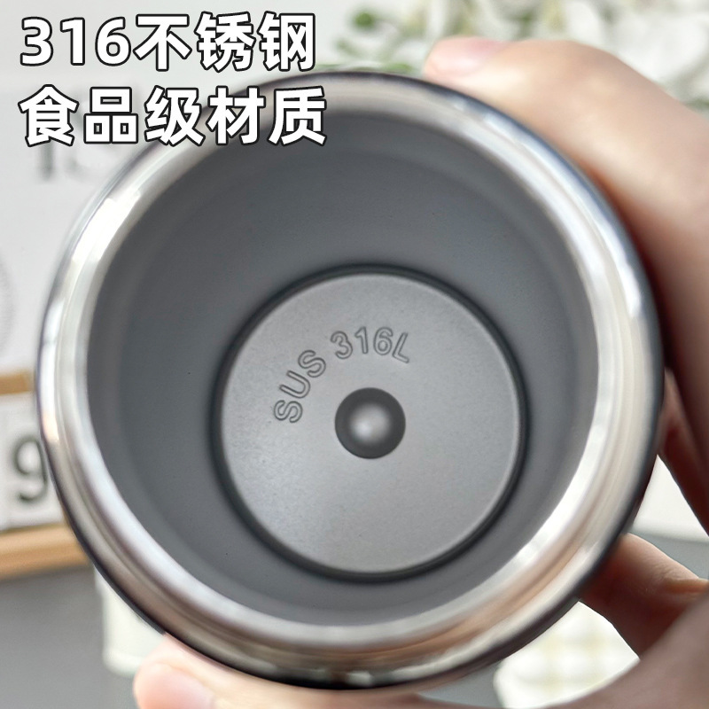 简约纯色男女手提车载保温杯 弹跳盖真空双层直身杯商务礼品水杯|undefined