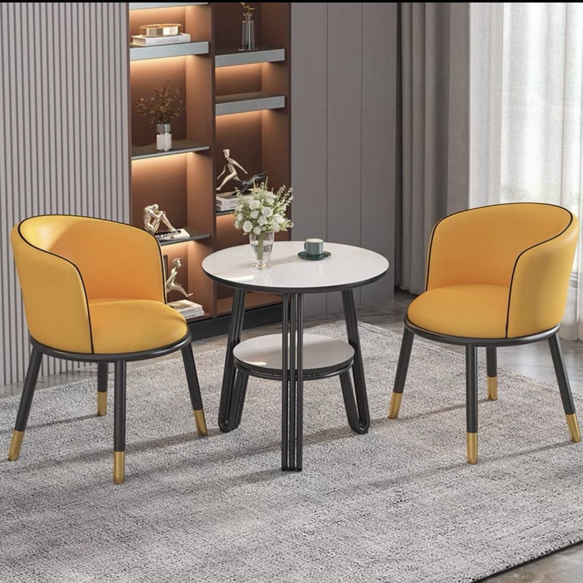 Light Luxury Balcony Table and Chair Three-Piece Set Internet Celebrity One Table and Two Chairs Creative Leisure Table Simple Reception Round Table Set Combination