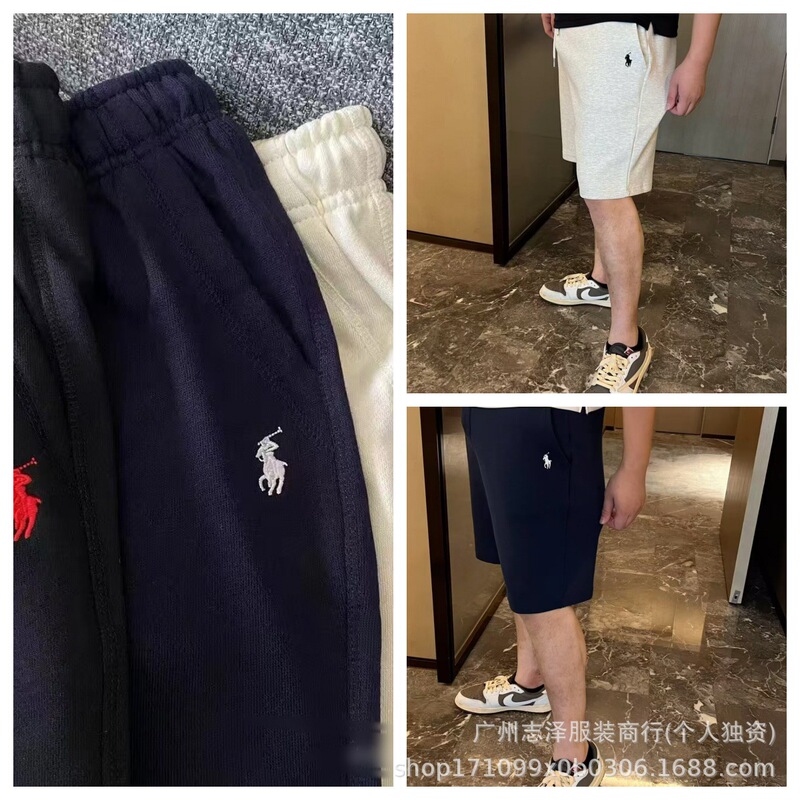 外国貿易の新しいスタイルのポニー夏綿ショーツ、男性と女性のカップル用、同じトレンディなブランドのルーズカジュアルスポーツストレートレッグパンツ|undefined