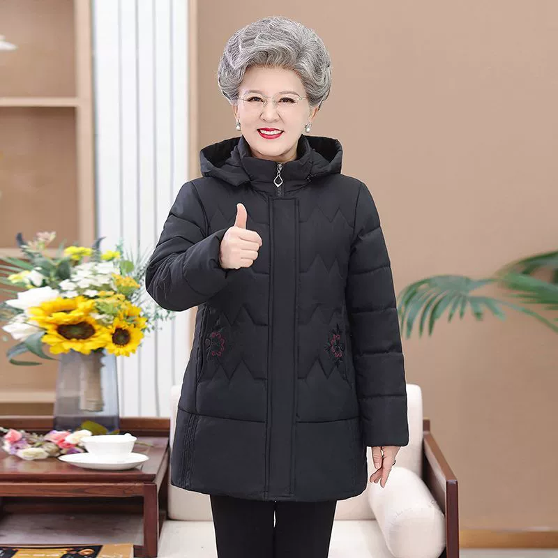 Winter keep warm long down jacket for mother, mid-length, for middle age