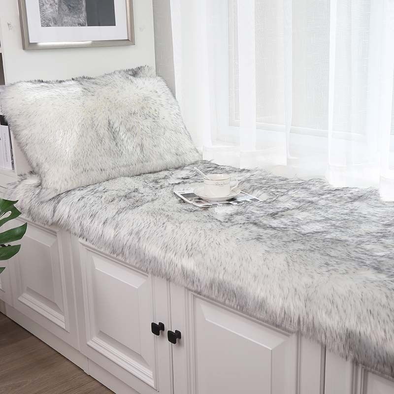 Other Long Pile Irregular Carpet for Bedroom Living Room (Car Carpet) - long-pile-grey-white-60150cm
