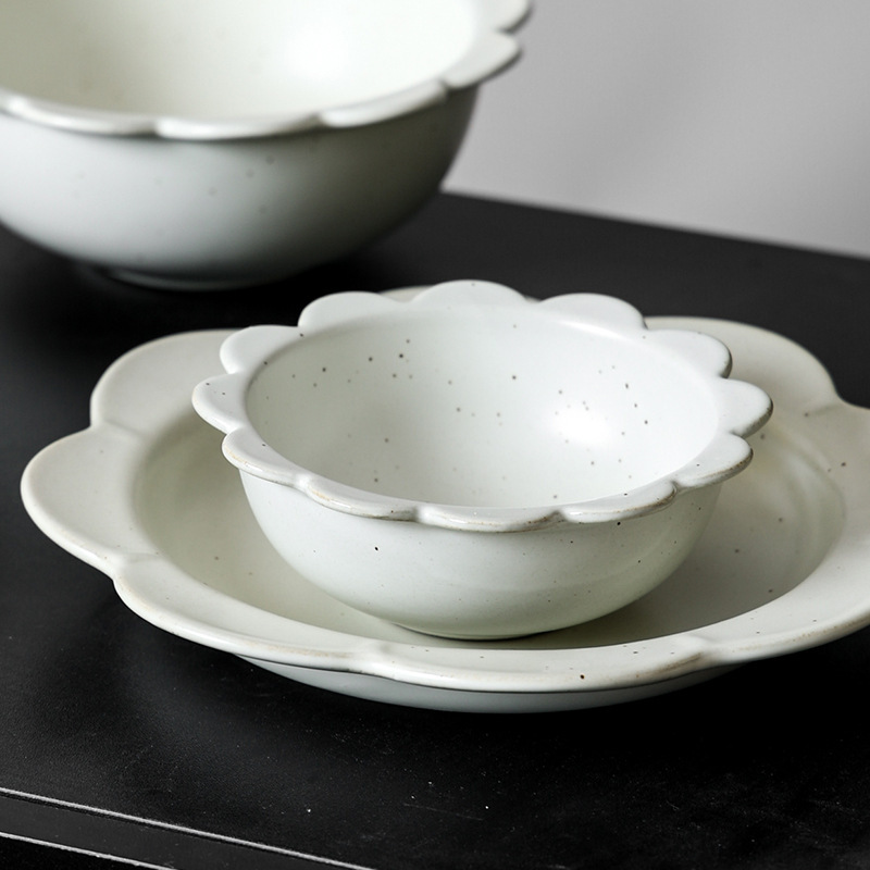 Coarse Pottery Tableware for Home Use, Ceramic Rice Bowls, Breakfast Yogurt Oatmeal Dessert Fruit Salad Bowls, Small Bowls, Soup Bowls, Noodle Bowls