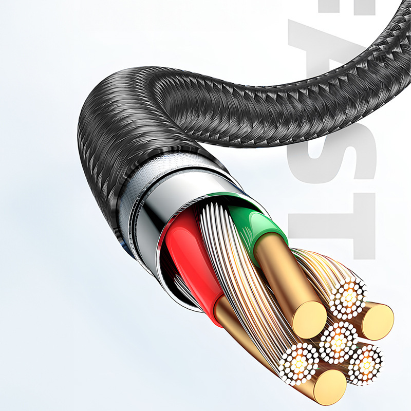 Cable de Datos Digital de Carga Rápida 100W 66W Type-C Tejido con Visualización Digital