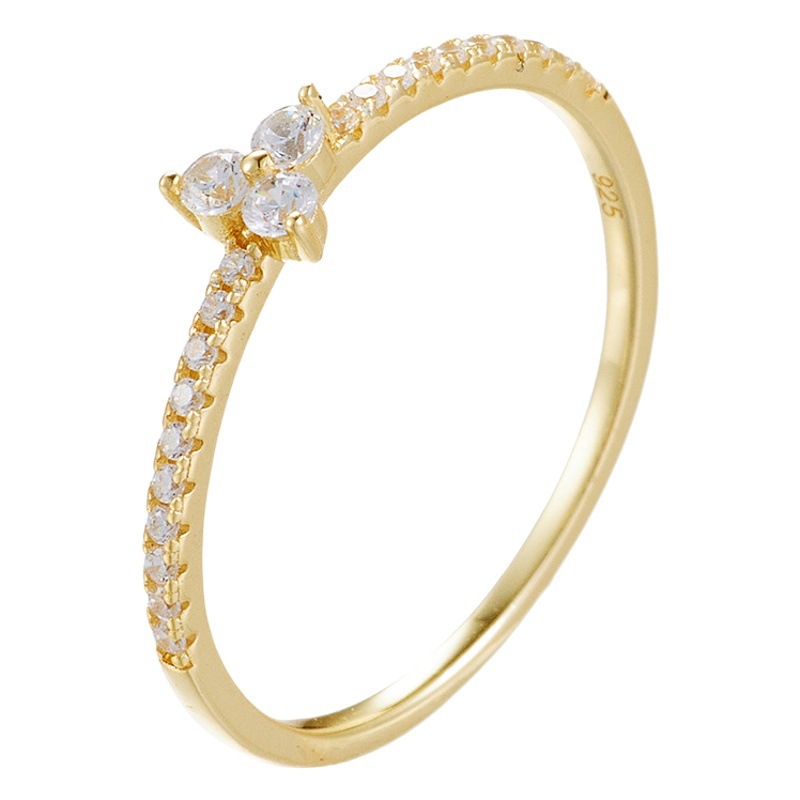 Estilo coreano ins simple luz de lujo anillo de plata esterlina hembra micro incrustaciones de ZIRCON nicho todo fósforo Internet celebridad fina anillo pulsera