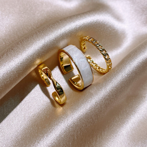 Korean version of Internet celebrity ring for women ins trendy fashion personality plain ring temperament index finger ring opening adjustable set ring