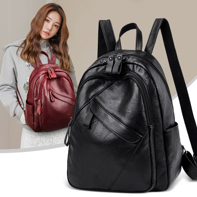 Рюкзак одно-плечевой, корейский стиль, кожзаменитель (PU), компактный повседневный рюкзак, красный/черный