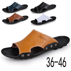 Summer Men's One-Piece Toe-Show Beach Casual Soft Sole Slides Korean Style Everyday Versatile Breathable Men's Slides
