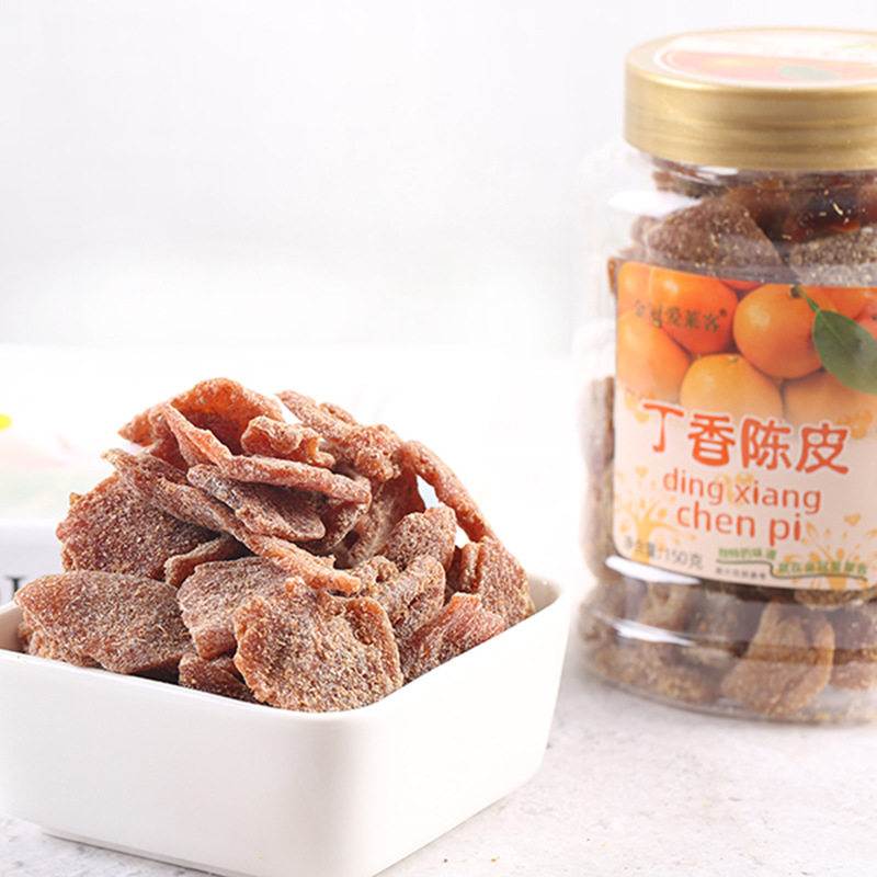 Hong Kong Leisure Snacks Golden Crown Ailake Honey Flavor Dried Fennel Old Tangerine Peel 150g Can Preserved Fruits and Dried Fruits Wholesale