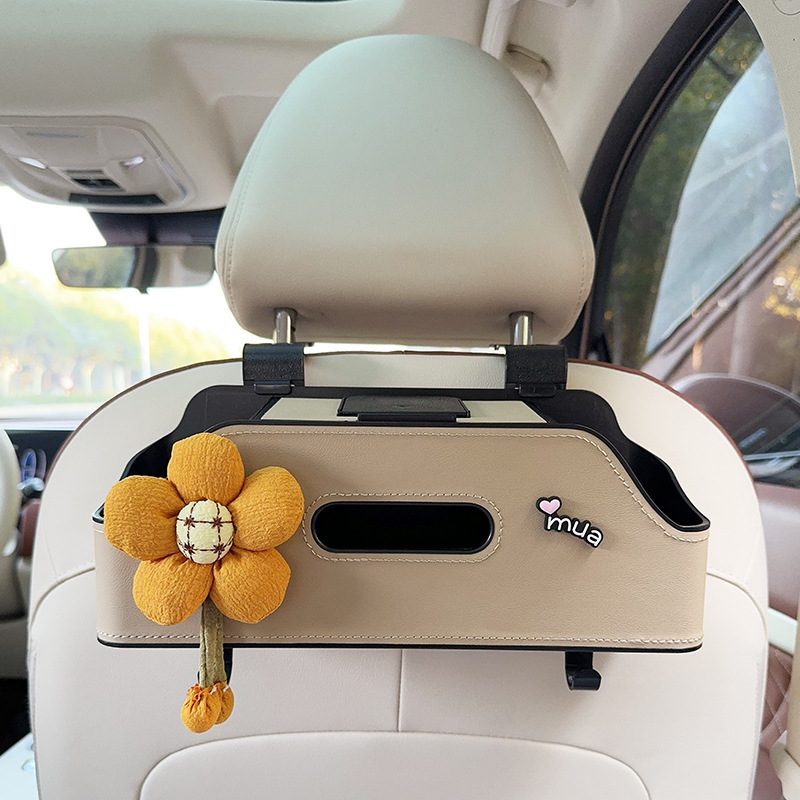 Rack Bag — Qìchē Car storage bag/box - beige-ginger-yellow-sunflower-multi-function-seat-back-storage-box