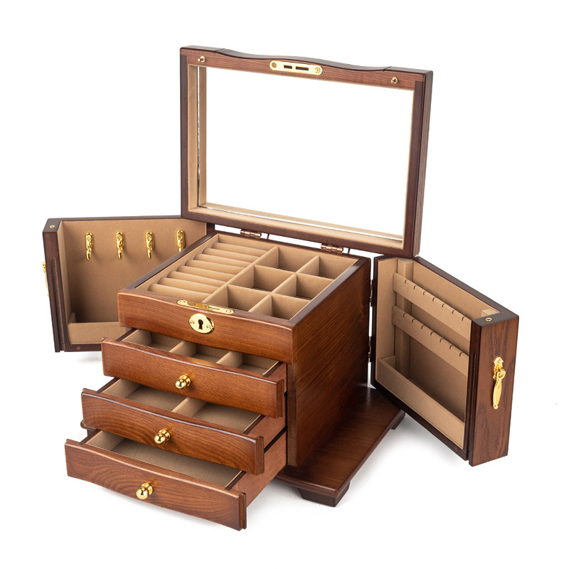 Luxury four-layer full lock - antique (brown lining)