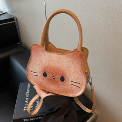 烤面包小猫手提包包女2025新款潮时尚卡通小众设计搞怪单肩斜挎包