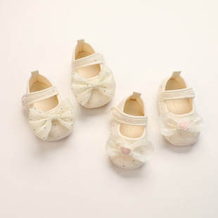 Autumn New Rhinestone Korean Style Baby Princess Bow Shoes Non-slip Soft-soled Baby Girl Toddler Shoes