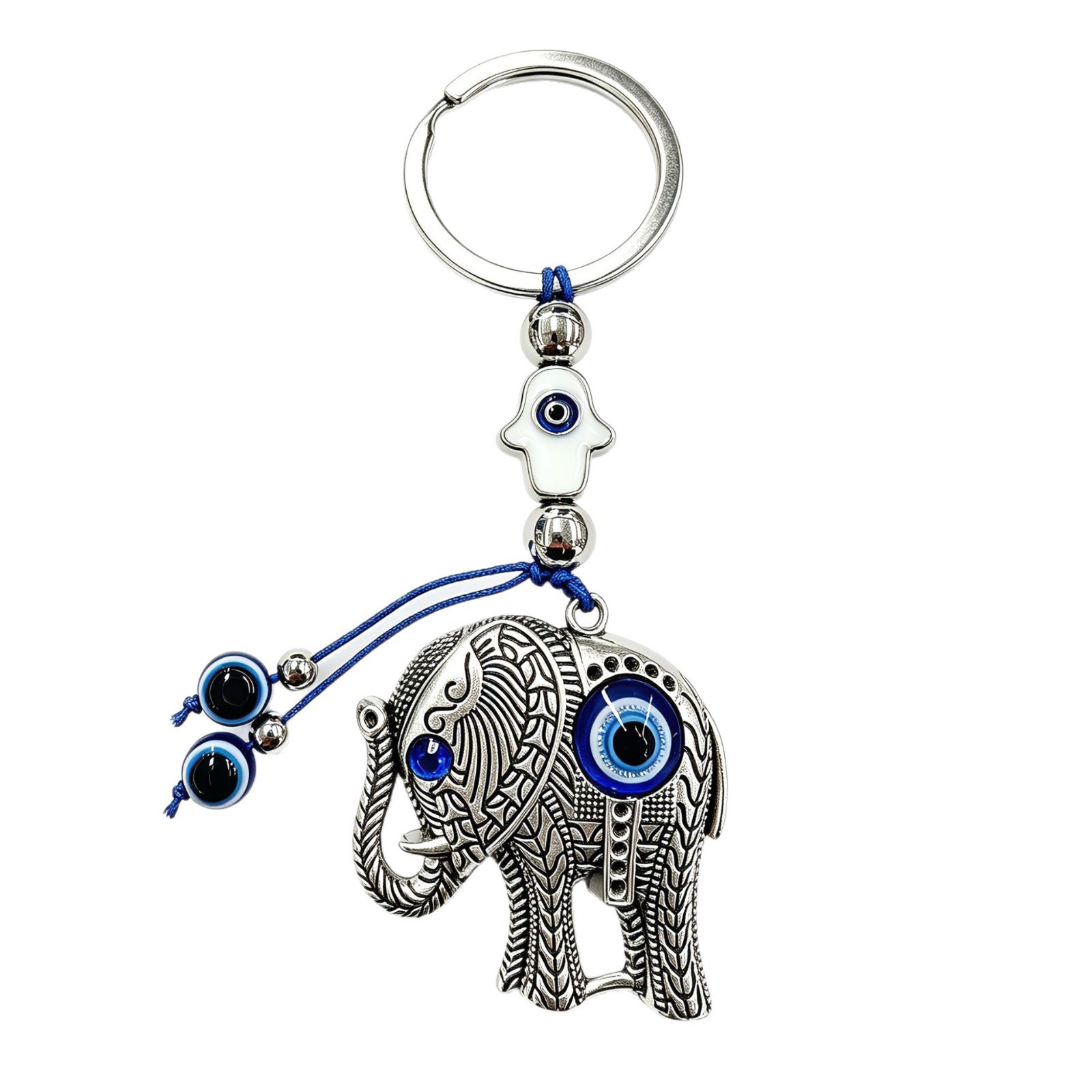 Ojos del diablo creativos transfronterizos ojos azules elefante llaveros accesorios accesorios retro colgantes de aleación