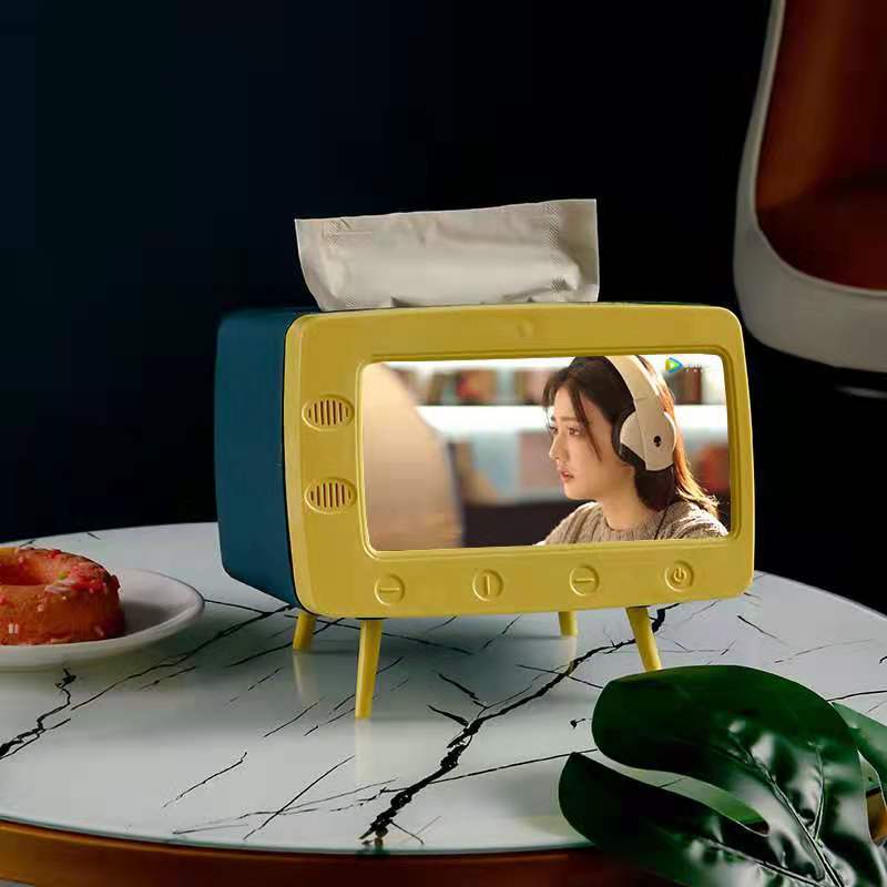 Multifuncional nuevo creativo lindo TV caja de pañuelos sala de estar caja de almacenamiento de escritorio retro TV caja de pañuelos